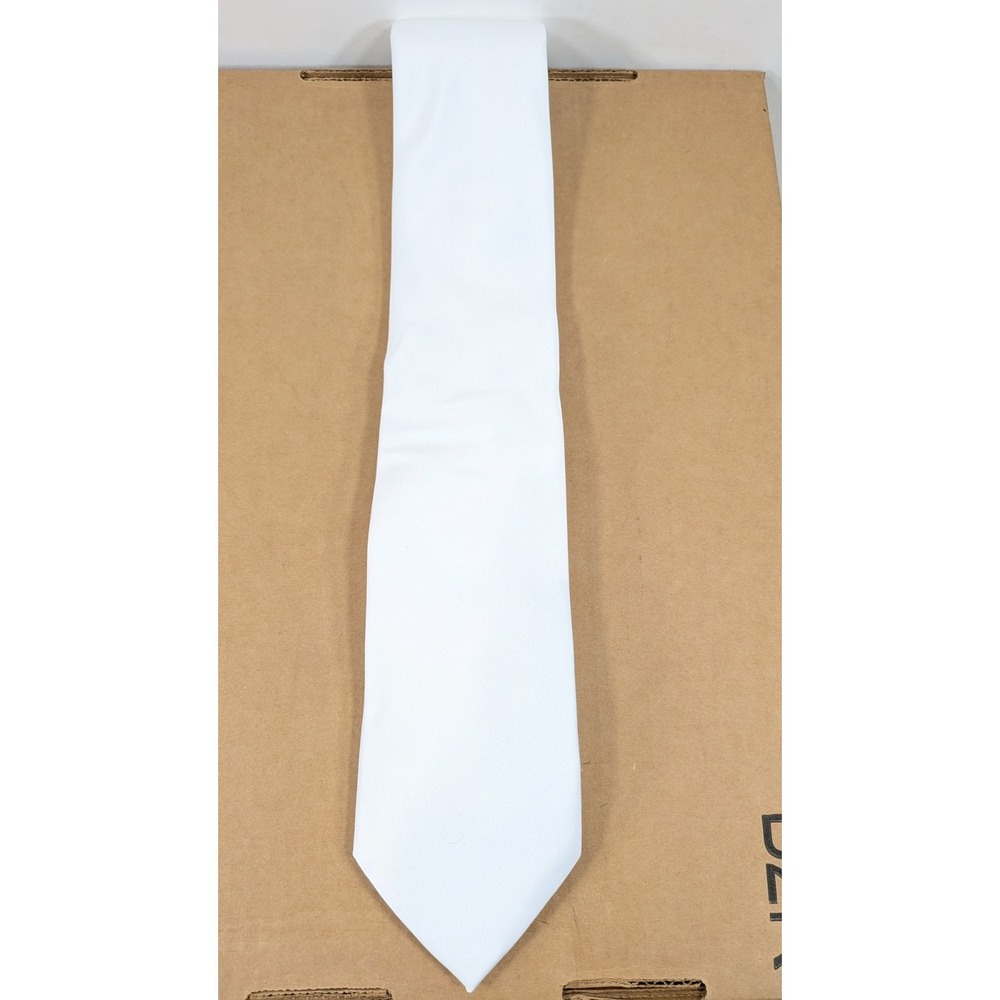 Lot of 5 Stacy Adams Men's Tie Solid White Satin Microfiber 3 1/4 - Picture 7 of 7